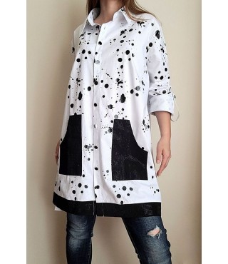 Nauji balti marškiniai su juodomis kišenėmis XL / 2XL didintas